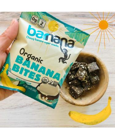 Barnana Organic Chewy Banana Bites - Coconut Flavor (12 Bags, 1.4 oz each) | Non-GMO, Upcycled Snack - Buy Online on SooperMarket.com