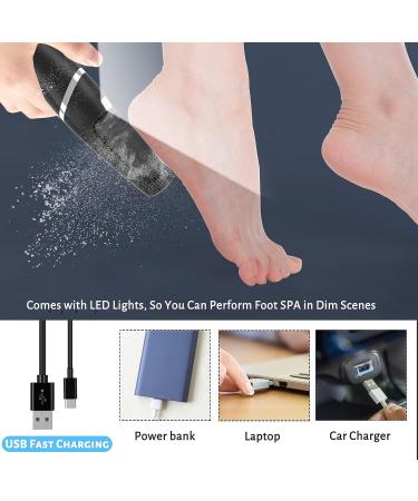 Rechargeable Electric Foot Callus Remover Kit | Waterproof Pedicure Tool with 4 Grinding Heads | Foot Care for Dead Skin | Ideal Gift - Black - Buy Online on SooperMarket.com