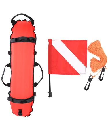 Diving Float Ball, Inflation Torpedo Buoy Float Ball & Flag with Rope (with 2 Plastic Buckles)