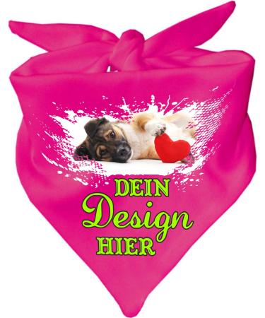 Dog triangular scarf personalized with your desired motif (color: pink) (size 2 (68 cm)) 68 x 20 pink