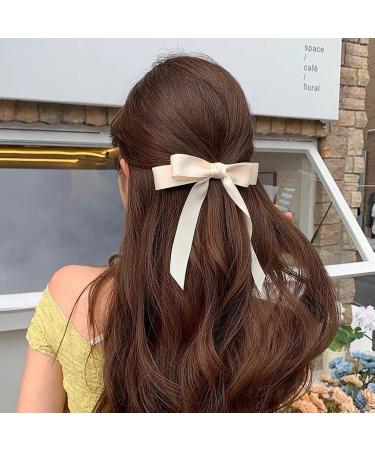 JSGHGDF Bowknot Hair Clip Elegances Long Ribbon Bowknot Shape Spring Hair Clip for Girl Photography Styling Tiaras Beige - Buy Online on SooperMarket.com
