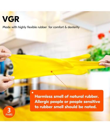 VGO 3 Pairs Reusable Gloves for Kitchen Cleaning & Dishwashing - Long Sleeved Multifunctional (HH4601) - Yellow Size M (3 Pack) | Durable & Eco-Friendly - Buy Online on SooperMarket.com