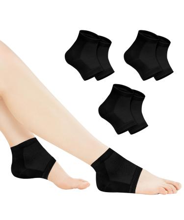 3 pairs of moisturizing socks gel heels socks soft ventilation gel heel socks Socks open toe socks for dry hard torn skin -moisturizing day care skin (black) black
