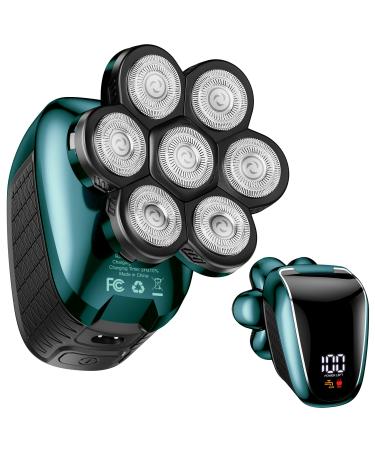 Head Shaver 7D, Wyklaus Upgrade 10 in 1 Head Shavers for Bald Men, Head Electric Razor with Nose Hair Sideburns Trimmer, Waterproof Wet/Dry Mens Grooming Kit, Anti-Pinch, LED Display(Green) 3-green