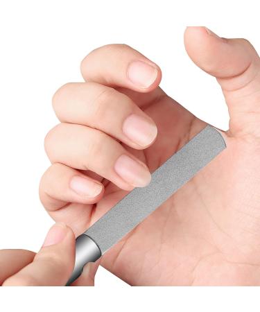 RTRTGS Set of 2 Nail File Set Stainless Steel Professional Nail Files Metal Double-Sided with Non-Slip Handle Leather Bag Fine / Coarse Nail File for Manicure - Buy Online on SooperMarket.com
