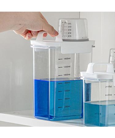 Veesper Laundry Detergent Dispenser 1800ml Clear Airtight Washing Powder Dispenser with Scale and Cup Detergen Box for Solid Liquid Laundry Detergent Dispenser Washing Powder Dispenser 1800ml With Scale - Buy Online on SooperMarket.com
