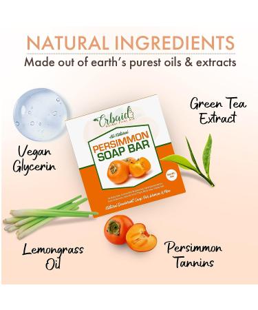 Persimmon Soap Bar for Body Odor Control - Purifying Deodorizing Body Wash with Japanese Persimmon & Green Tea Extract for Brightening Skin and Eliminating Nonenal Odor - Buy Online on SooperMarket.com