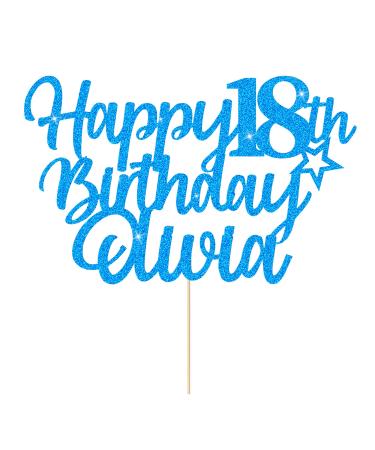 Personalised Cake Topper Happy Birthday Cake Topper Cake Decorations Birthday Cake Toppers Birthday Cake Toppers for 1st 10th 16th 18th 20th 21st 30th 40th 50th 60th 70th 80th(Blue)