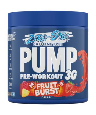 Applied Nutrition Pump Zero Pre Workout - Zero Stim Caffeine Free Energy & Performance (375g - 25 Servings) (Fruit Burst) Zero Stimulant - Fruit Burst 25 Servings (Pack of 1)