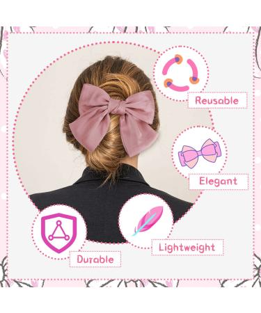 Shop Pink Bow Hair Clips for Women & Girls | French Large Hair Bows - International Shipping - Buy Online on SooperMarket.com