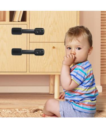 Echocube 8-Piece Child Cabinet Locks - Adjustable Baby Drawer Locks with 3M Glue - No Drilling Safety Locks for Cupboards & Refrigerators - Black FB046 - Buy Online on SooperMarket.com