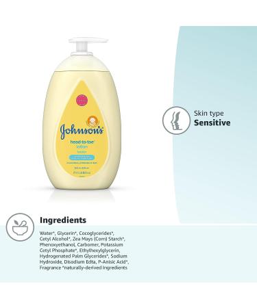 Johnson's Head-to-Toe Moisturizing Baby Body Lotion for Sensitive Skin - 27.1 Fl Oz, Hypoallergenic & Paraben-Free - Buy Online on SooperMarket.com