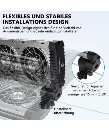 Fishkeeper Aquarium Cooler | Adjustable Quiet Fans for Freshwater Aquariums up to 30 cm | 1 Fan - 4W | Optimal Temperature Control - Buy Online on SooperMarket.com