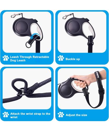 Petbonus Short Dog Leash & Safety Bracelet - Reflective Adjustable Soft Padded Handle - 2 Pack (Black & Red) for Extra Safety - Buy Online on SooperMarket.com