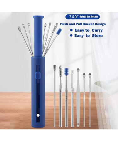 7Pcs/Set Steel Ear Wax Pickers & Remover Kit for Ear Care - Earwax Clean Curette Spoon Cleaner - Buy Online on SooperMarket.com