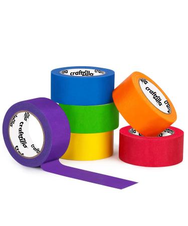 Craftzilla Colored Masking Tape 6-Roll Multi Pack - Vibrant Rainbow Craft Tape for Arts & Crafts - 180ft x 1 inch - Buy Online on SooperMarket.com