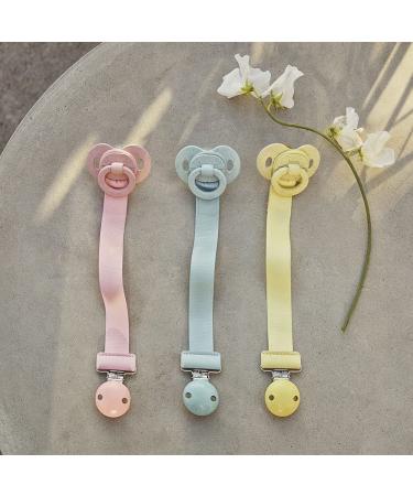 Elodie Details Pacifier Chain 2 Pack - Scandinavian Design for Baby Boys & Girls | Fabric & Wood Clip | Universal Silicone Ring | Autumn Rose & Candy Pink - Buy Online on SooperMarket.com