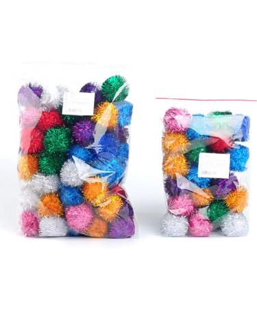 Voviggol 20-Pack Sparkle Cat Balls - Large Glittering Pom Pom Toys for Indoor Kittens - Fuzzy Colorful Balls - Buy Online on SooperMarket.com