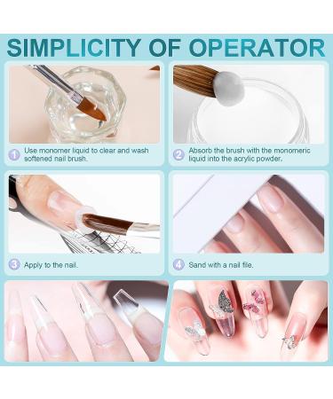 Cooserry 6oz Acrylic Nail Powder and Monomer Liquid Set - Clear Nail Kit with Professional Brush for French Nail Art - Perfect Christmas Gift - Buy Online on SooperMarket.com