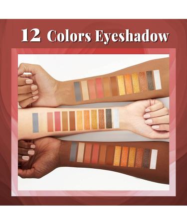 12 PCS Waterproof Glitter Eyeshadow Stick Set with Primer - Smudge Proof Shimmer and Matte Eye Makeup Crayon - Cream Eyeshadow Pen with Soft Brush - Buy Online on SooperMarket.com
