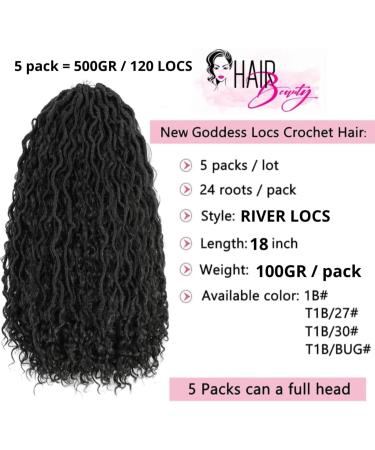 45 cm 18" / RIVER LOCS / 500G / 5 PIEZAS DE EXTENSIONES DE PELO PARA TRENZAS DE GANCHILLO/POR PIEZA: 24 HEBRAS 100G / CON ASPECTO NATURAL PREMIUM (18"45cm 1B) - Buy Online on SooperMarket.com