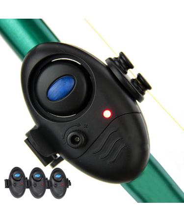 FelRelWel Fishing Bite Rod Alarm,Led Light Reminder Fishing Rod Bells,Adjustable Volume,Fishing Poles Bite Alarms Suitable for Sea Rods,Cast Fishing Rod,Carp Rod,Catfish Rod and Bite Alarms Combo 3Pcs-Black