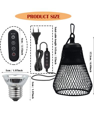 QIODAZOO 50W Turtle Heat Spot Lamp - Reptile Heat Lamp with Adjustable Time & Brightness E27 Hook - Buy Online on SooperMarket.com