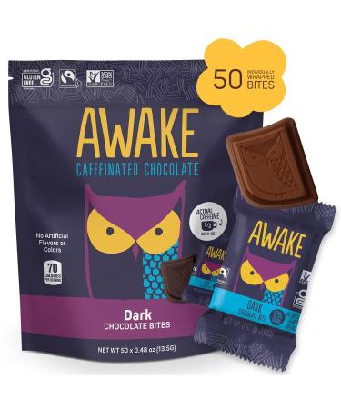 AWAKE Caffeinated Chocolate - Dark Chocolate - Pack of 50 - 0.48 Oz.