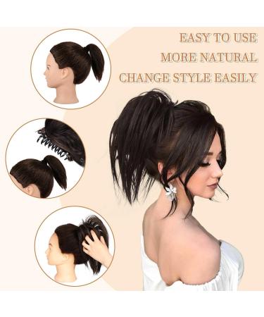 PORSMEER Claw Clip Ponytail Hair Extension - Short Black 10 inch Tousled Updo Bun for Women - Buy Online on SooperMarket.com
