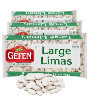 Gefen Premium Quality Large Lima Beans 16oz (3 Pack) Great in Salads Casseroles Soups and Stews | Certified Kosher