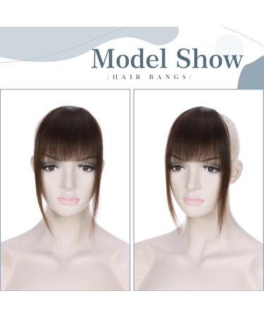 Clip in Fringe Extension Air Bangs With Temples Clip in Bangs 100% Remy Human Hair French Bangs Hairpieces #02 Dark Brown - Buy Online on SooperMarket.com