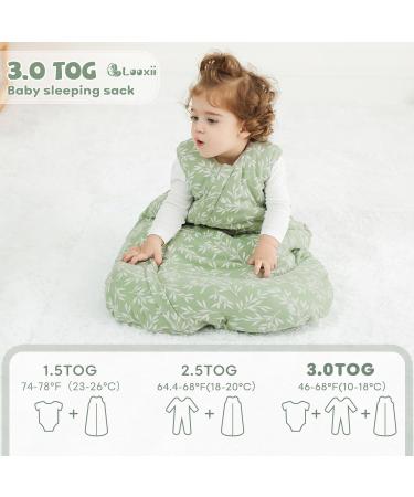Looxii Baby Sleeping Bag 3.5 TOG | 100% Cotton | Newborn Sleepsack | 18-24 Months | Unisex Wearable Blanket Green Leaf - Buy Online on SooperMarket.com