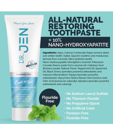 Dr Jen Fluoride-Free Remineralizing Toothpaste with 10% Nano Hydroxyapatite - Clinically Proven Enamel Strengthening Formula (4oz) - Buy Online on SooperMarket.com