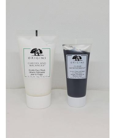 Origins Travel Set: Check and Balance Face Wash & Clear Improvement Charcoal Mask - International Shipping Available - Buy Online on SooperMarket.com