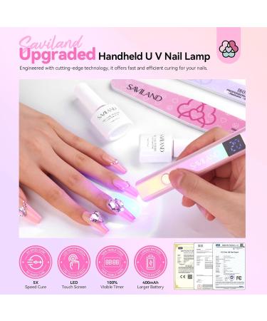 SAVILAND 12W Handheld LED UV Nail Lamp Fast Curing: Portable Mini UV Nail Lamp for Gel Nails 3 Timers 10/30/60S LED UV Lamp Rechargeable USB Nail Dryer for Home Personal DIY Self Use C-Pink Handheld Nail Lamp - Buy Online on SooperMarket.com