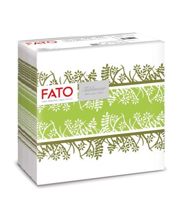 FATO dry paper napkins airlaid textile effect pack with 50 napkins size 40x40 folded in 4 garden pistachio pattern pistachio garden