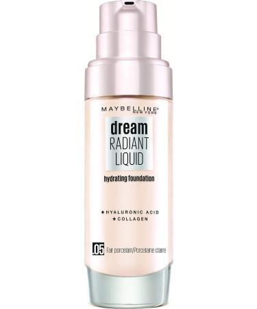 Maybelline New York Make Up Dream Radiant Liquid Make-Up Liquid Foundation No. 05 Fair Porcelain 30 ml No. 05 Fair Porcelain 1 piece (1 Pack)