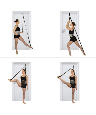 Stretch Strap with Door Anchor for Improved Leg Stretching - Perfect Home Equipment for Ballet, Dance, MMA, Yoga & Gymnastics - Includes Booklet & Box (Black) - Buy Online on SooperMarket.com