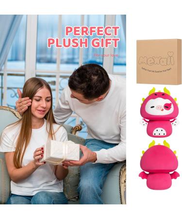 Mewaii 14'' Soft Cow Mushroom Pillow Stuffed Animal Plush Toy - Dragon Fruit Headgear 14 Inch - Cuddly Cow Plush for Kids - Buy Online on SooperMarket.com