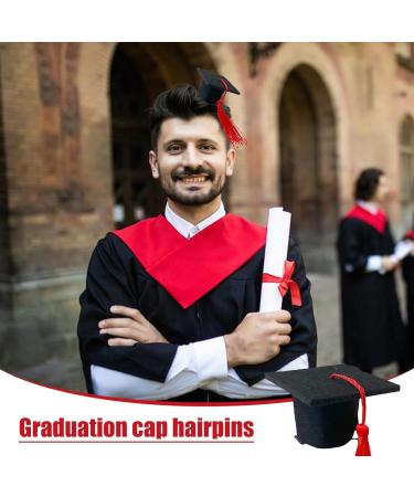 Toseky Graduation Hat Headband | 3D Doctoral Hat Hairpin Graduation Hat Hairpins Hat Inserts Graduation Accessories for Women Men Red - Buy Online on SooperMarket.com