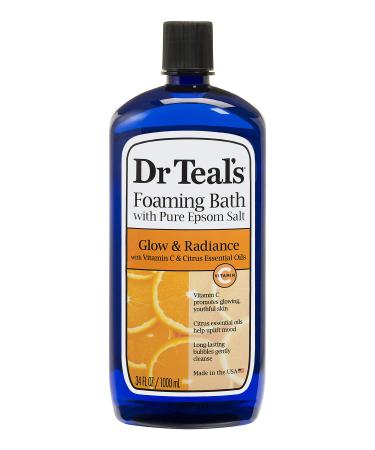 Dr. Teal's Mothers Day Vitamin C & Citrus Foam Bath (1 Bottle, 34oz) - Glow & Radiance Vitamin C & Citrus Blended with Pure Epsom Salt - Essential Oils Relax & Soothe The Body at Home, Relieve Stress
