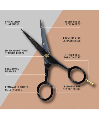 Ontaki Professional Beard Shears - German Steel Mustache Scissors (12.7 cm) with Carrying Bag | Hand-Forged Precision Facial Hair Tools for Men - Buy Online on SooperMarket.com