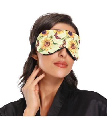 Haskirky Light Blocking Eye Mask for Adults - Breathable, Adjustable, Perfect for Travel, Yoga, Meditation, Office, and Deep Sleep - Sunflower Butterf - Buy Online on SooperMarket.com