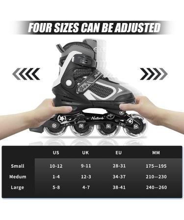 MonSports Adjustable Inline Skates for Kids - Red/Black/Blue - Light-up Wheels - Size L (US 5-8) - Buy Online on SooperMarket.com