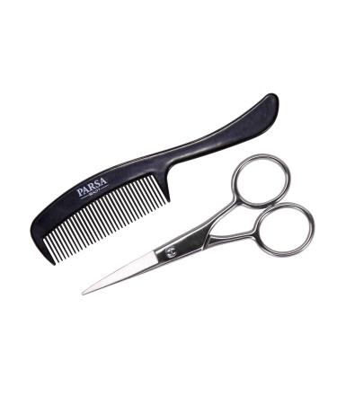 PARSA Men Beard Care Set Scissors and Comb For Full Beards and Mustaches 2-piece the perfect gift for him