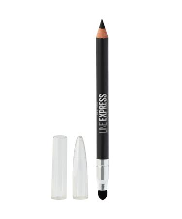 Maybelline Line Express Sharpenable Wood Pencil with Built-In Blending Smudger Tip Creamy Liner Eyeliner Eye Makeup  Soft Black  0.035 oz.
