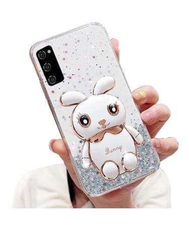 Tivenfezk Nadoli for Samsung Galaxy S20 Fe Hase Hidden Stand Shell caricature glitter rabbits stand Soft silicone bling cell phone case transparent protective cover samsung galaxy s20 fe clear