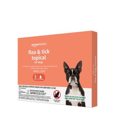 Amazon Basics Flea and Tick Topical Treatment for Dogs, 3 Count (Previously Solimo) Small (5-22 lbs) 3 Doses