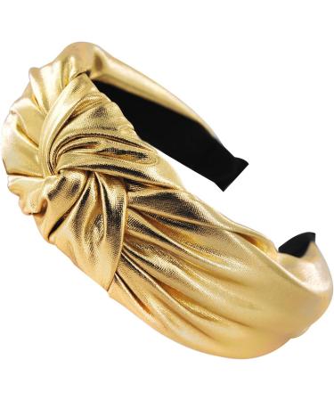 axy Wide Headband with Knot Metallic Colour Women's Headband in Metallic Look Headband Hair Accessories HR35G (Gold) - Buy Online on SooperMarket.com