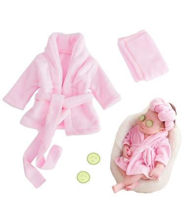 M&G House Newborn Photography Props Bathrobe Outfits Baby Photoshoot Props Robe Girl Baby Photo Prop Outfit Robe Bath Towel Costume Sets 0-6 Months(Pink) 01 Pink(0-6 Months)